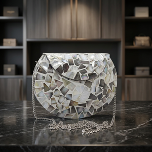 Luxury Handmade Mosaic Shell Clutch Bag with Chain Strap Exquisite Evening Purse for Women Unique Style Latest Design - Product Image 1