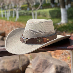 Nouvel arrivage en gros de chapeau de seau rétro à large bord chapeau de <span class=keywords><strong>cowboy</strong></span> en paille à la mode pour les chapeaux de <span class=keywords><strong>cowboy</strong></span> promotionnels parasol extérieur - Product Image 2