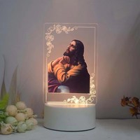 Vente en gros de lampe de statue chrétienne de jésus vierge marie Décoration intérieure Cadeaux pour enfants Veilleuse LED Lumière acrylique 3D Articles cadeaux Livraison directe