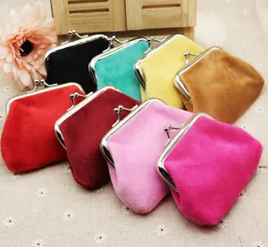 2023 Hot Selling Candy color plush coin purse fabric coin gift bag for girls
