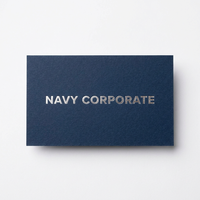 Tarjetas de Agradecimiento Minimalistas Personalizadas en Azul Marino con Estampado Metálico Plateado |   Tarjetas de Felicitación Empresariales de Alta Gama al por Mayor
