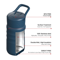 Bouteille d'eau pour enfants 12oz en acier inoxydable à double paroi isolée sous vide avec couvercle à paille anti-fuite