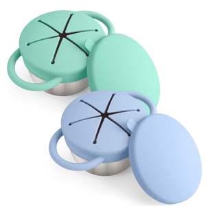 Gobelet à collation multifonctionnel en acier inoxydable pour tout-petits avec couvercle en silicone anti-fuite et couvercle, récipient à collation pour enfants - Product Image 1