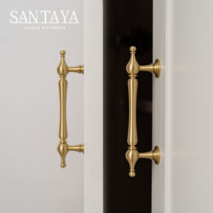 Santaya Poignée moderne en laiton massif Finition brossée Meubles Armoire Tiroir Bouton pour chambre Armoires de cuisine Poignées en zinc Commode - Product Image 6
