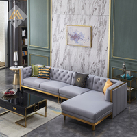 Sofá de Cuero Genuino en Forma de L, Estilo Chesterfield, Diseño Americano de Lujo para Sala de Estar, Gran Oferta