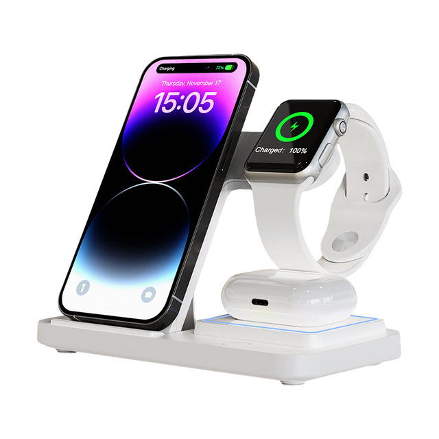 3 in 1 Flexible Wireless Charging Station 10W Output Power Mobile Phone Charging Stations for Multiple Devices