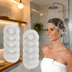 Gorro de Ducha Desechable de Plástico PE Transparente, Elástico y Grueso, Impermeable, para Hotel, Viajes, Unisex - Product Image 5