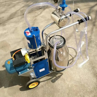 Machine à traire à quatre têtes de type piston en acier inoxydable pour bovins, ovins, chameaux, avec pompe à vide mobile et moteur 220V, garantie 1 an JSC