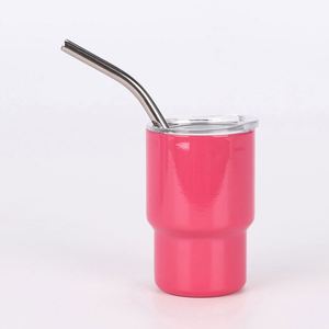 ถ้วยแก้วทัมเบลอร์ขนาดเล็ก3ออนซ์พร้อมฝาและหลอดทำจากสเตนเลสผนังสองชั้นพิมพ์ซับลิเมชัน - Product Image 4