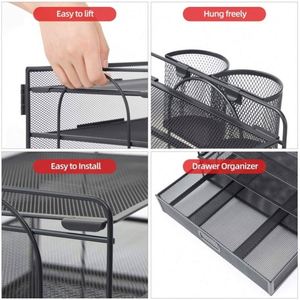 Hot Sale Multifunction Storage Desktop <b>Foldable</b> Paper Letter Organizer 4-Trays Metal Mesh Folding File <b>Desk</b> Organizers Drawer - Product Image 4