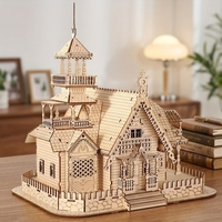 Pabrik Qlychee Puzzle Kayu 3D Kustom Rumah Kapal Perang DIY Perakitan Kendaraan & Model Arsitektur untuk Hadiah Promosi Dewasa