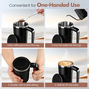 Tasse à café à agitation électrique, tasse rotative automatique portable, tasse mélangeuse imperméable et lavable - Product Image 3