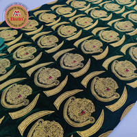 Tissu de mariage nigérian George Isiagu de haute qualité en velours et dentelle, imprimé violet africain Ankara pour robe de mariée traditionnelle