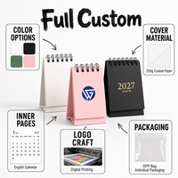 Mini calendrier de bureau 2027, 18 mois, reliure spirale, couverture 250g, impression numérique, logo personnalisé, cadeau promotionnel de bureau