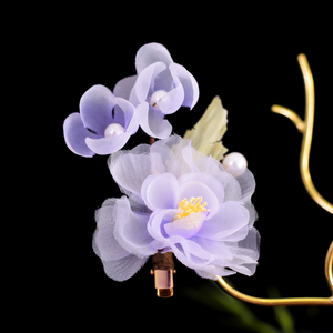 Antiguo púrpura Hanfu nuevo tocado Original hecho a mano Flor de seda tocado par Clip danza clásica aleación tocado - Product Image 3