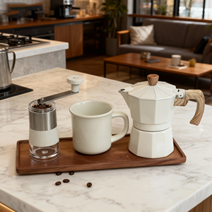 <span class=keywords><strong>Cafetière</strong></span> en aluminium personnalisée OEM 1 3 6 tasses ensemble de pot <span class=keywords><strong>vintage</strong></span> de moka espresso italien avec tasse et moulin - Product Image 4