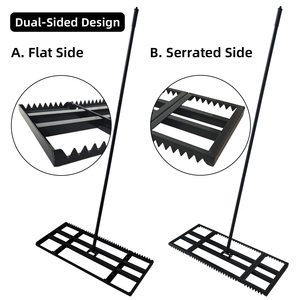 Râteau de nivellement de pelouse VERTAK 2 en 1 à double usage avec côté dentelé, détachable et taille de tête réglable, râteau de nivellement de jardin - Product Image 2