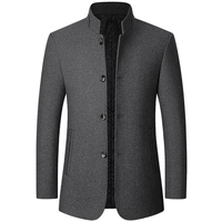Mode hivernale Veste en laine simple pour hommes Col pour hommes d'âge moyen Veste en laine à charge de père pour hommes