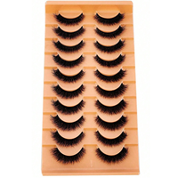 Faux cils en vison synthétique 5D, 18 mm, 10 paires, faits main, effet naturel, design tendance
