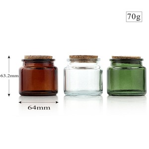 Venta al por mayor 70g tarro de vela pequeño vacío con tapa de corcho 80ml tarro de almacenamiento de vidrio verde ámbar personalizado con tapón tarro de hechizo - Product Image 2