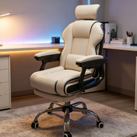 Chaise d'ordinateur moderne en métal durable avec surface en cuir pour la maison, le bureau et la chambre, réglable en hauteur et pivotante