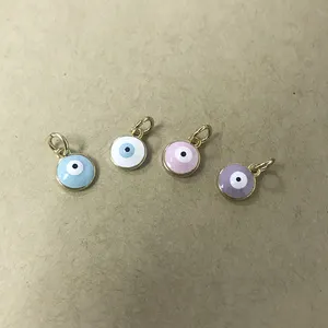 Wholesale DIY Crafts 9MM Enamel Evil Eye Charm Turkish Eye Charms for Bracelet or Eye Pin Jewelry Making