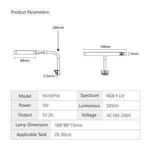 Tuần Aqua RGB + UV New chế độ quang phổ Mini 9 Pro Bluetooth app điều khiển nước ngọt aquascaping nhà máy Aquarium LED ánh sáng - Product Image 3