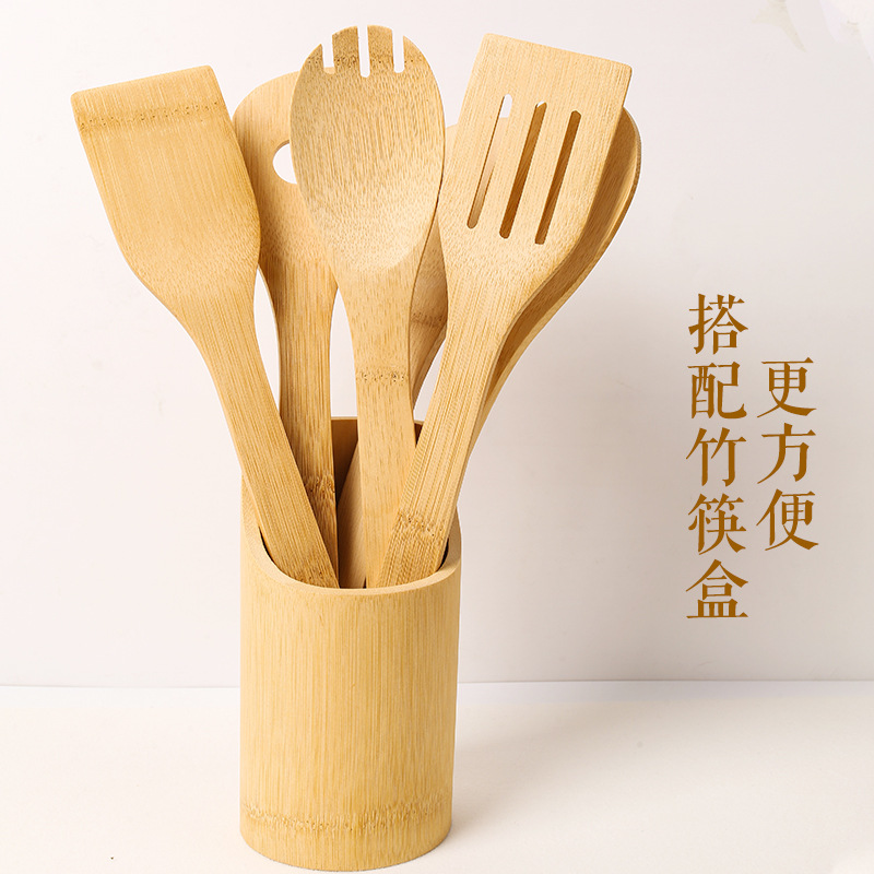 Kchensple Set 4-teiliges Bambus Kochlffel Set  Holz Kchenhelfer:  Spatel, Lffel, Wender (natrlich)