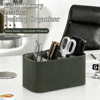 Organisateur de télécommande en cuir PU avec plusieurs compartiments, organiseur de bureau pour télécommandes de télévision, téléphone, lunettes, stylos, salon, bureau
