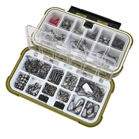 Kit d'accessoires de pêche en métal 329/537 pièces : Émerillons, Hameçons, Perles, Plombs, Boîte à pêche étanche pour la pêche au bar en lac