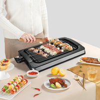 Grill électrique réversible antiadhésif pour barbecue d'intérieur avec plaque de cuisson double face et surface de cuisson côtelée