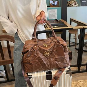Retro Style PU Luggage Travel Bags Large Capacity <b>Clothes</b> <b>Storage</b> Tote Bag Unisex Custom Logo - Product Image 1