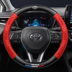 Fundas para <span class=keywords><strong>Volante</strong></span> de Alcántara, Funda para <span class=keywords><strong>Volante</strong></span> de Coche de Fibra de Carbono con Logotipo para <span class=keywords><strong>Toyota</strong></span> Avalon <span class=keywords><strong>Corolla</strong></span> Camry Hilux Highlander - Product Image 5