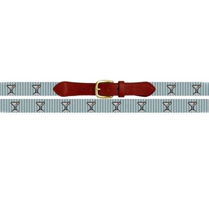 Nuovissimo Stile Cintura di Lusso <span class=keywords><strong>in</strong></span> Vera <span class=keywords><strong>Pelle</strong></span> per Golf con Ricamo a Punto Croce per Uomo e <span class=keywords><strong>Donna</strong></span> con Fibbia <span class=keywords><strong>in</strong></span> Ottone Massiccio - Product Image 2