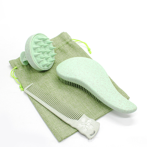 Kit de cepillos para el cabello de paja más vendido, cepillo manual para el cuero cabelludo, peine desenredante de dientes anchos, mango de paja impermeable, cepillo de marca privada - Product Image 6