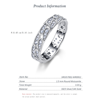 Bague en argent sterling S925 avec moissanite géométrique creuse de 0,67 CTW, pavée de pierres rondes, empilable, bijoux de mariage pour femmes
