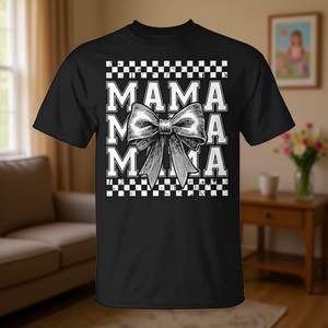 T-shirt Mama Mommy Coquette Bow noir vintage, cadeau pour la fête des mères pour femmes - Product Image 3