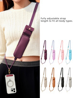 Sangle de téléphone bandoulière réglable avec pochette, porte-cartes et portefeuille pour téléphone portable, détachable, pour voyage et mode