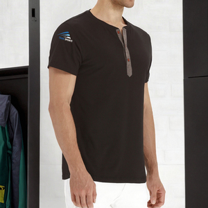 T-shirt décontracté pour homme de qualité supérieure, coupe ajustée, col rond, manches courtes, motif uni, design vierge, polyester/coton, tissu respirant tricoté - Product Image 2