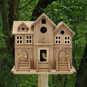 Onafgewerkt Natuurlijk Houten Frame Vogelhuisje Met Schilderij Voor Buiten Vogels Kijken En Ophanging - Product Image 5