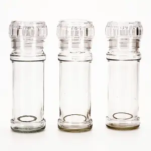 VISTA vendita diretta tappo di macinazione in plastica mini vetro spezie imballaggio condimento agitatore sale e pepe macinacaffè bottiglia