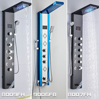 Panneau de douche thermostatique intégré en acier inoxydable avec affichage numérique, jet de pulvérisation, appareil de bain, écran de bain en céramique brossé
