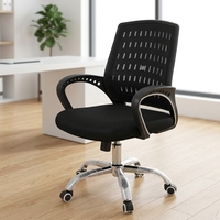 Chaise de bureau exécutive ergonomique de qualité supérieure à dossier mi-haut, accoudoirs réglables, design minimaliste, structure en acier convertible pour chambre à coucher
