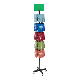 Horizontal <strong>Card</strong> <strong>Rack</strong> Custom Rotating <strong>Greeting</strong> <strong>Card</strong> <strong>Display</strong> <strong>Rack</strong> with 20 <strong>Wire</strong> Pockets and Sign Holder - Product Image 1