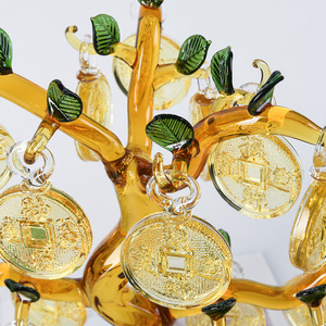 <b>Crystal</b> Money <b>Tree</b> Ornament With Hanging Coins Desk Decoration Home Office Gift Decor - Product Image 3