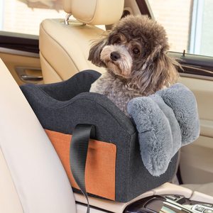 Asiento de coche para perros con cojín y correa de seguridad, diseño para la consola central del coche - Product Image 1