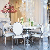 Dubai royal luxury furnitru golden SS stand circla table à manger set mdf top table à gâteaux