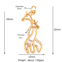 Dinosaure Serpent Oiseau Ours Buffle Vache Taureau Tête de Léopard Éléphant Animal Charme Pendentif, Or 18K Zircon Collier Bijoux Fourniture L31