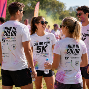 เสื้อวิ่งสีสันสดใส 5K แบบกำหนดเอง สำหรับการแข่งขันเพื่อการกุศล กิจกรรมวิ่งสนุก เสื้อผ้ากีฬาเพื่อชุมชน - Product Image 4