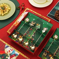 Ensemble de couverts Anji Newell au design de Noël, comprenant un ensemble de cuillères et de fourchettes avec des motifs de Père Noël, de rennes et de bonhommes de neige, vaisselle pour la table à manger à la maison